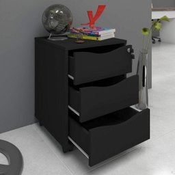 Gaveteiro 3 Gavetas com Chave Face Home Office - 3