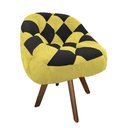 Ver imagem 2 de Poltrona Paloma Escritório Sala Giratória Madeira Suede Amarelo e Suede Preto - Dominic Decor