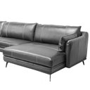 Ver imagem 3 de Sofá Vena de Canto + Chaise Fixo Couro Preto 560cm - 69858