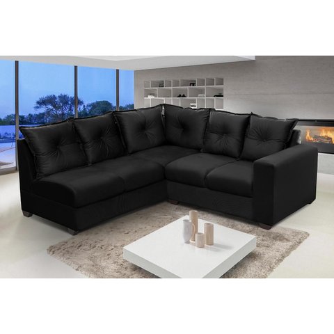 Sofá de Canto 5 Lugares Califórnia 183Cm Veludo Light Preto