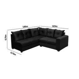 Sofá de Canto 5 Lugares Califórnia 183Cm Veludo Light Preto - 3