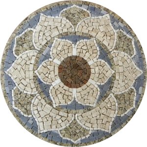 Mandala Indiana Piso Mosaico Lótus Iii 60cm