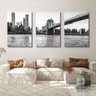 Quadro 3 Telas Em Tecido Canvas Foto NY Ponte Brooklyn P&B - 2