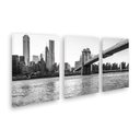 Ver imagem 1 de Quadro 3 Telas Em Tecido Canvas Foto NY Ponte Brooklyn P&B
