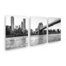 Quadro 3 Telas Em Tecido Canvas Foto NY Ponte Brooklyn P&B - 1