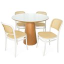Ver imagem 1 de Conjunto Mesa de Jantar Redonda Quiara 100cm Branco com 4 Cadeiras Roma - Branco