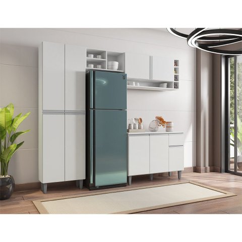 Conjunto Vanessa Cozinha Balcão Armário Aéreo Completo Moderno Ajl Móveis