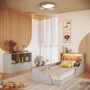 Ver imagem 1 de Cama Infantil Montessoriana Nicho com Led e Cômoda 3 Gavetas Cor:arenas com Mel