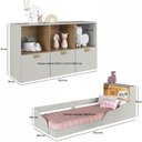 Ver imagem 3 de Cama Infantil Montessoriana Nicho com Led e Cômoda 3 Gavetas Cor:arenas com Mel