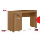Ver imagem 3 de Escrivaninha Mesa Escritório Vitória 1 Gaveta 1 Porta 120cm Amêndola Touch Marrom