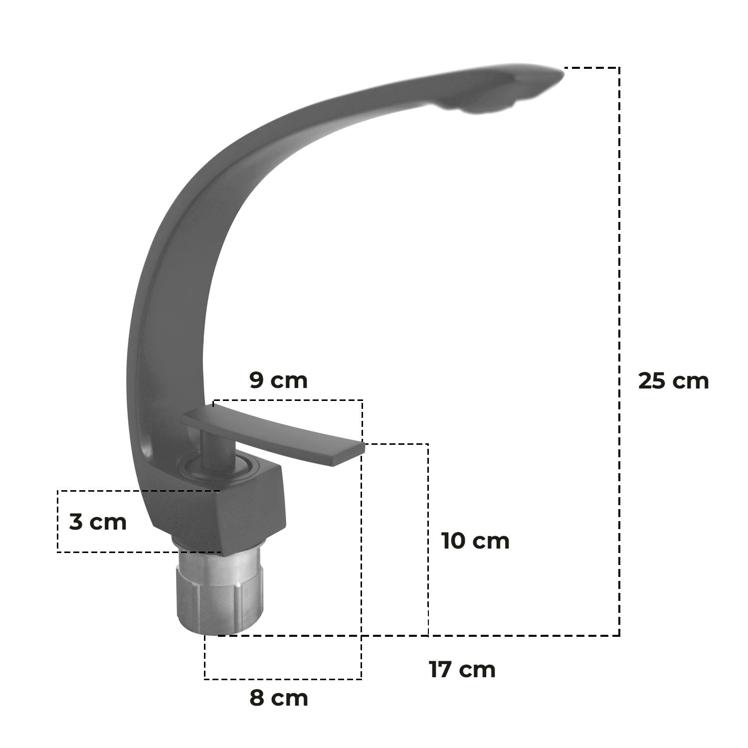 Torneira Monocomando de Luxo para Pia Lavabo Half Moon - Preta - 7