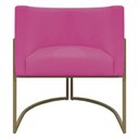 Ver imagem 4 de Poltrona Decorativa Recepção Luna Corino Cores Base de Ferro Champagne Pink Corino
