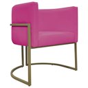 Ver imagem 1 de Poltrona Decorativa Recepção Luna Corino Cores Base de Ferro Champagne Pink Corino