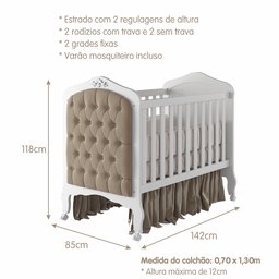 Berço Mini Cama com Capitonê Alegria Espresso Móveis - 4