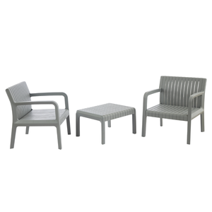 Conjunto para Área Externa Maldivas com 2 Poltronas, 1 Mesa - Cinza Claro