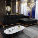 Ver imagem 2 de Sofá 5 Lugares com Chaise Direito Sala de Estar Molino 320cm D02 Couríssimo Preto B-159 - Lyam