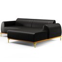Ver imagem 1 de Sofá 5 Lugares com Chaise Direito Sala de Estar Molino 320cm D02 Couríssimo Preto B-159 - Lyam