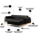 Ver imagem 4 de Sofá 5 Lugares com Chaise Direito Sala de Estar Molino 320cm D02 Couríssimo Preto B-159 - Lyam