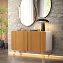 Ver imagem 2 de Aparador Buffet Sala Benvenuto com 2 Portas e Pés em Aço Off White/cinamomo