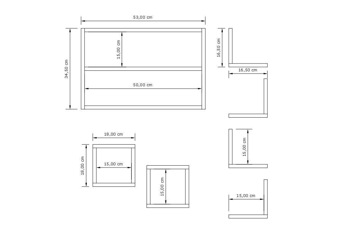 Kit Nichos Decorativo 100% Mdf Branco 15mm. - 2