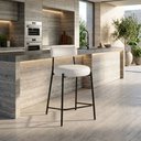 Ver imagem 1 de Banqueta Cozinha Alta com Encosto Industrial Preto Londres PU Branco D03 - D’Rossi