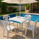 Ver imagem 2 de Mesa Branca Aluminio Quadrada Desmontavel Mesinha Grande 70cm Multiuso Suporte Guarda Sol Piscina La