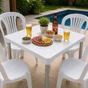 Ver imagem 4 de Mesa Branca Aluminio Quadrada Desmontavel Mesinha Grande 70cm Multiuso Suporte Guarda Sol Piscina La