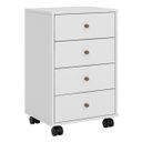 Ver imagem 1 de Mesa Auxiliar de Cabeceira Oakland 4 Gavetas com Rodízios Edecasamóveis