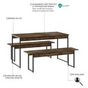 Ver imagem 5 de Mesa de Jantar com 2 Bancos Estilo Industrial Tub Carvalho Dark / Est.preta