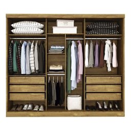 Guarda Roupa Casal com Espelho 3 Portas 6 Gavetas Milão TCIL Cinamomo/Off White - 3