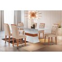 Ver imagem 1 de Conjunto Mesa Ágata 6 Lugares Tampo MDF Capuccino e Suede Creme 180cm Rufato