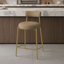 Ver imagem 1 de Banqueta Cozinha Média com Encosto Industrial Dourado Londres New Couro Flex D03 - D'Rossi