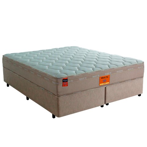 Cama Box com Colchão Queen Size Molas Pocket Black Tie Extra Firme Fortezza 158x198