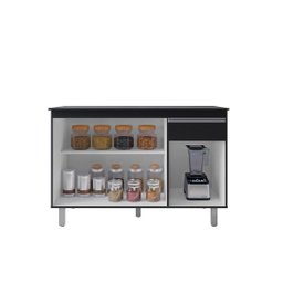 Balcão Gabinete de Pia Pop 120cm Preto S/tampo - Nathan - 3