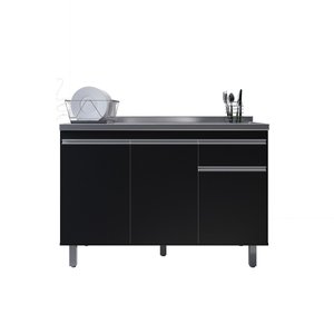 Balcão Gabinete de Pia Pop 120cm Preto S/tampo - Nathan