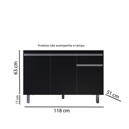 Balcão Gabinete de Pia Pop 120cm Preto S/tampo - Nathan - 4