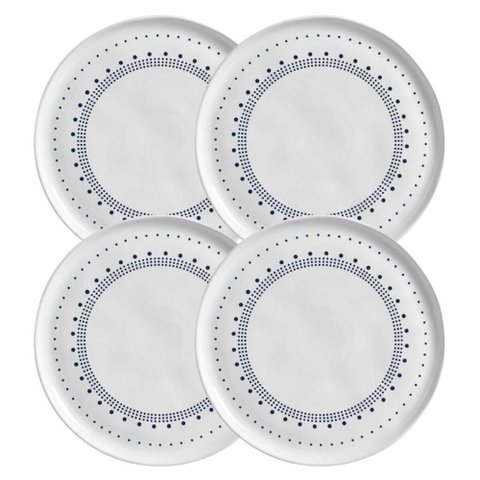 Jogo 4 Pratos Rasos Cerâmica 27,5cm Porto Brasil Louça Artesanal Mesa Posta Bio Astral