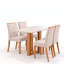 Ver imagem 2 de Conjunto Sala de Jantar Mesa Manu 120cm Tampo MDF e Vidro Canto Reto 4 Cadeiras Tainá