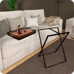 Mesa de Canto Para Sala Dobrável Com Bandeja Preto Fosco - 2