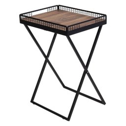Mesa de Canto Para Sala Dobrável Com Bandeja Preto Fosco - 3