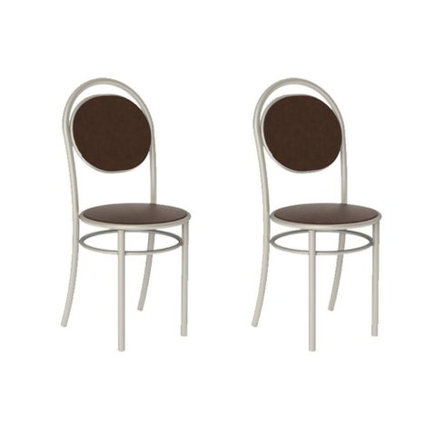 Cadeira Sala de Jantar 190 Aço Kit 2 Uni Prata - Assento Courano Cacau - Carraro