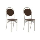 Ver imagem 1 de Cadeira Sala de Jantar 190 Aço Kit 2 Uni Prata - Assento Courano Cacau - Carraro