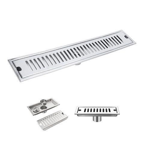 Ralo Linear Aço Inox 50cm Anti Odor Anti Inseto Banheiro Area Externa Lavabo Quintal Seguro Higienic