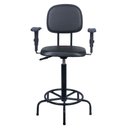 Ver imagem 1 de Cadeira de Caixa Alta Atendimento Portaria Balcao com Braco Pp Preto Corino