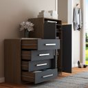 Ver imagem 5 de Cômoda Paris 2 Portas 4 Gavetas Carvalho/cinza - Panorama Móveis