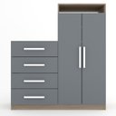 Ver imagem 4 de Cômoda Paris 2 Portas 4 Gavetas Carvalho/cinza - Panorama Móveis