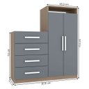 Ver imagem 3 de Cômoda Paris 2 Portas 4 Gavetas Carvalho/cinza - Panorama Móveis