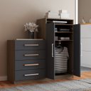 Ver imagem 7 de Cômoda Paris 2 Portas 4 Gavetas Carvalho/cinza - Panorama Móveis