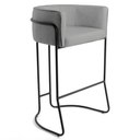 Ver imagem 3 de Kit 2 Banquetas Decorativas Base Aço Preto Betina C-416 Linho Cinza Escuro - Domi
