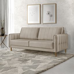 Sofá Living Biagio 2,20m Linho - Fortbello Estofados:bege - 1